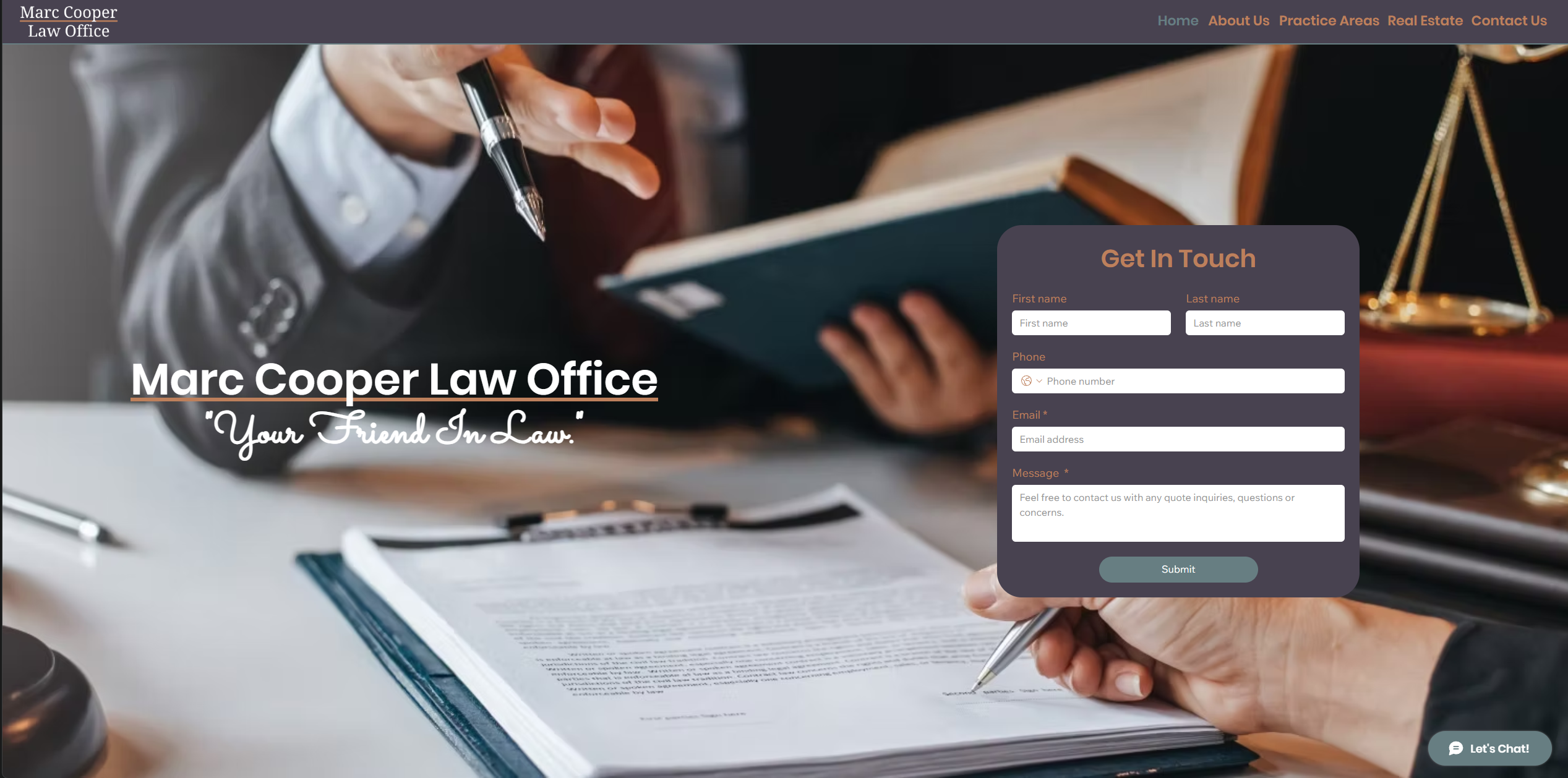 Homepage of Marc Cooper Law.