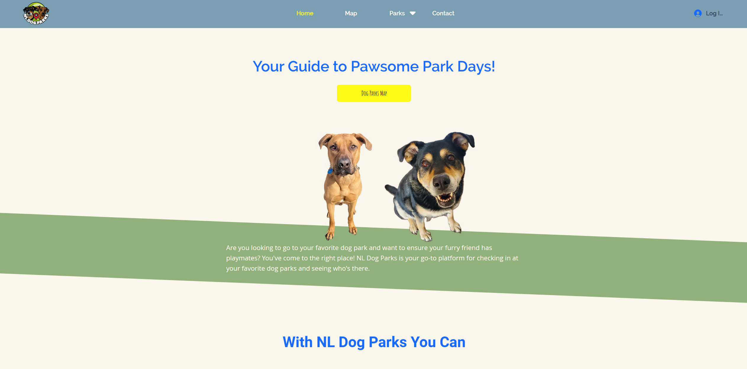 Homepage of NL Dog Parks.